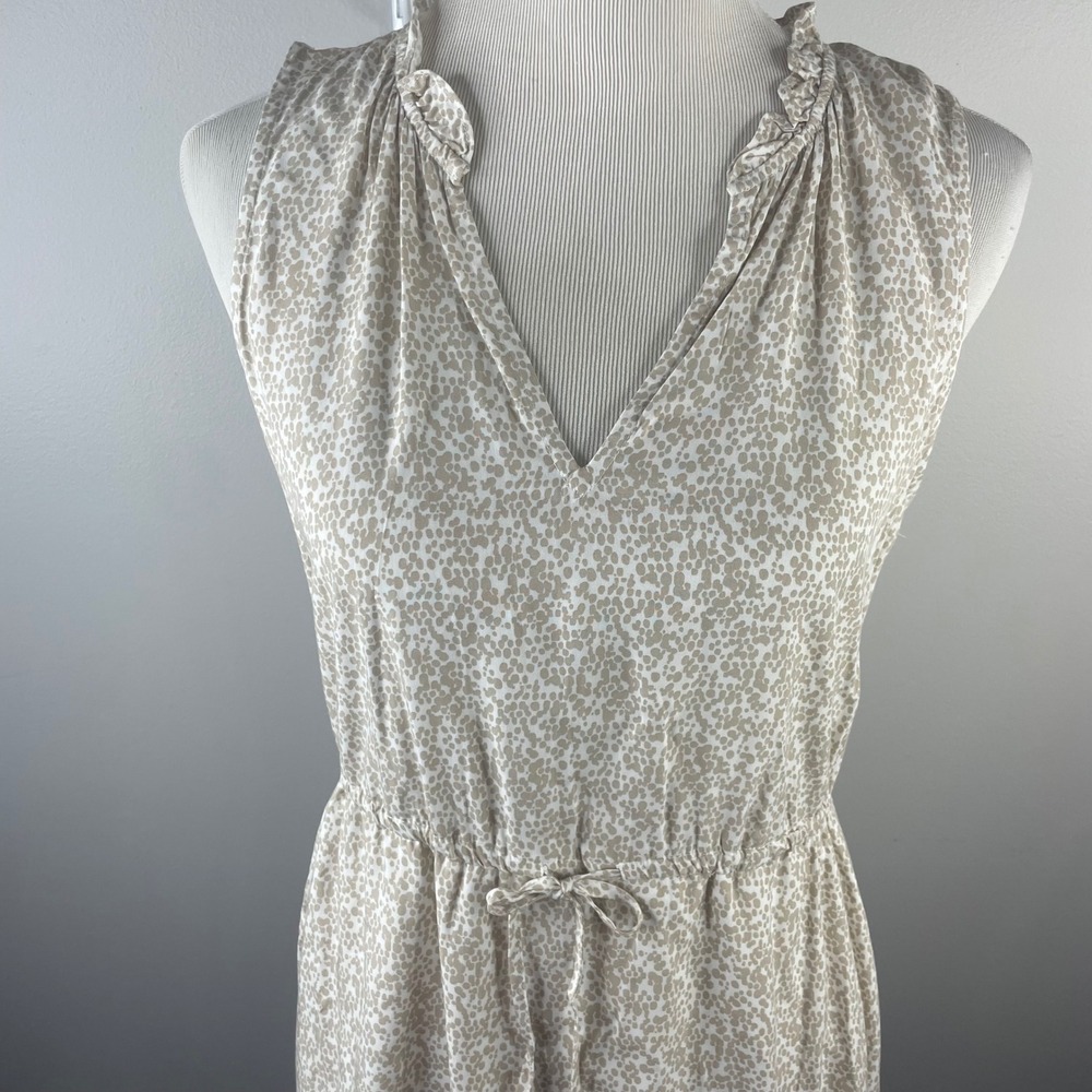 Gap Sleeveless Ruffle V-Neck Tiered Mini Dress Khaki Beige Floral Size M - Picture 4 of 10